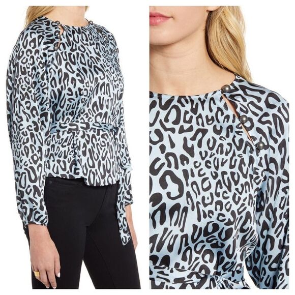 Rebecca Minkoff Tops - Rebecca Minkoff Angelina Leopard Print Tie Waist Blouse Size Small